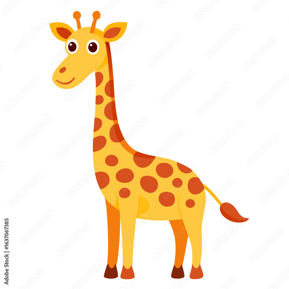 Fototapeta premium vector illustration of giraffe, neck down drinking, cartoon