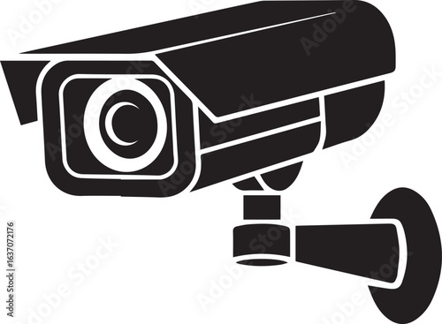 cctv surveillance camera vector icon in black and white designed for security monitoring and protection