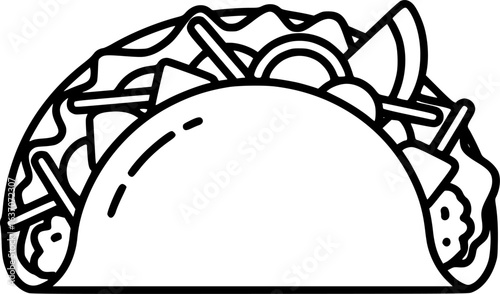 Minimalist vector outline of crunchy taco

