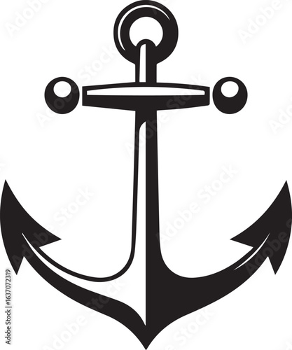 stylized black anchor vector illustration for nautical design shadow silhouette maritime stability symbol art decoration