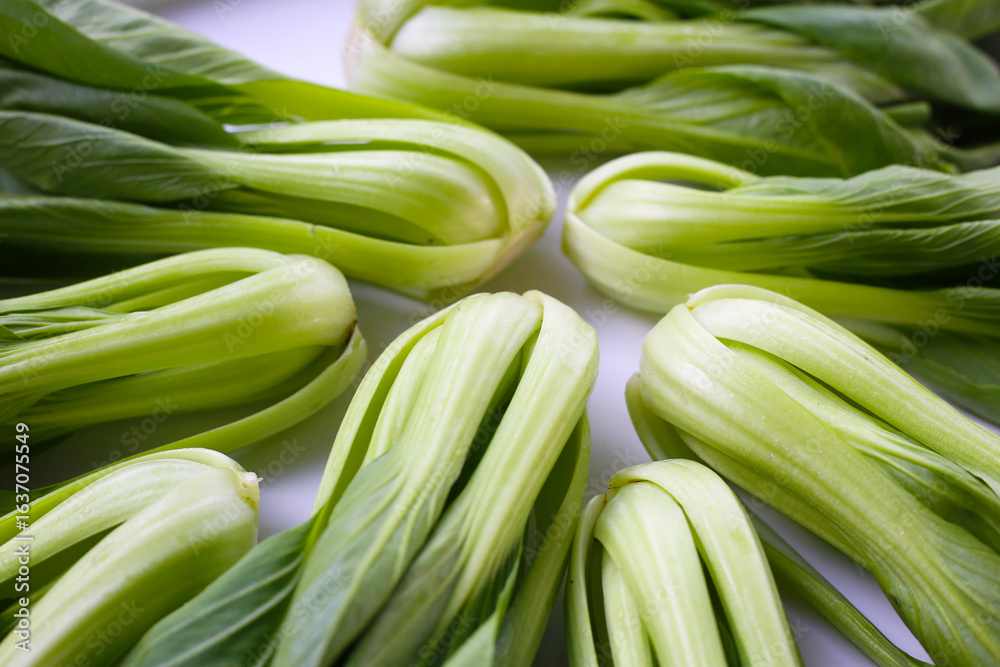 Fototapeta premium Fresh bok choy on white background.