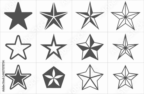 Collection of twelve diverse star icons