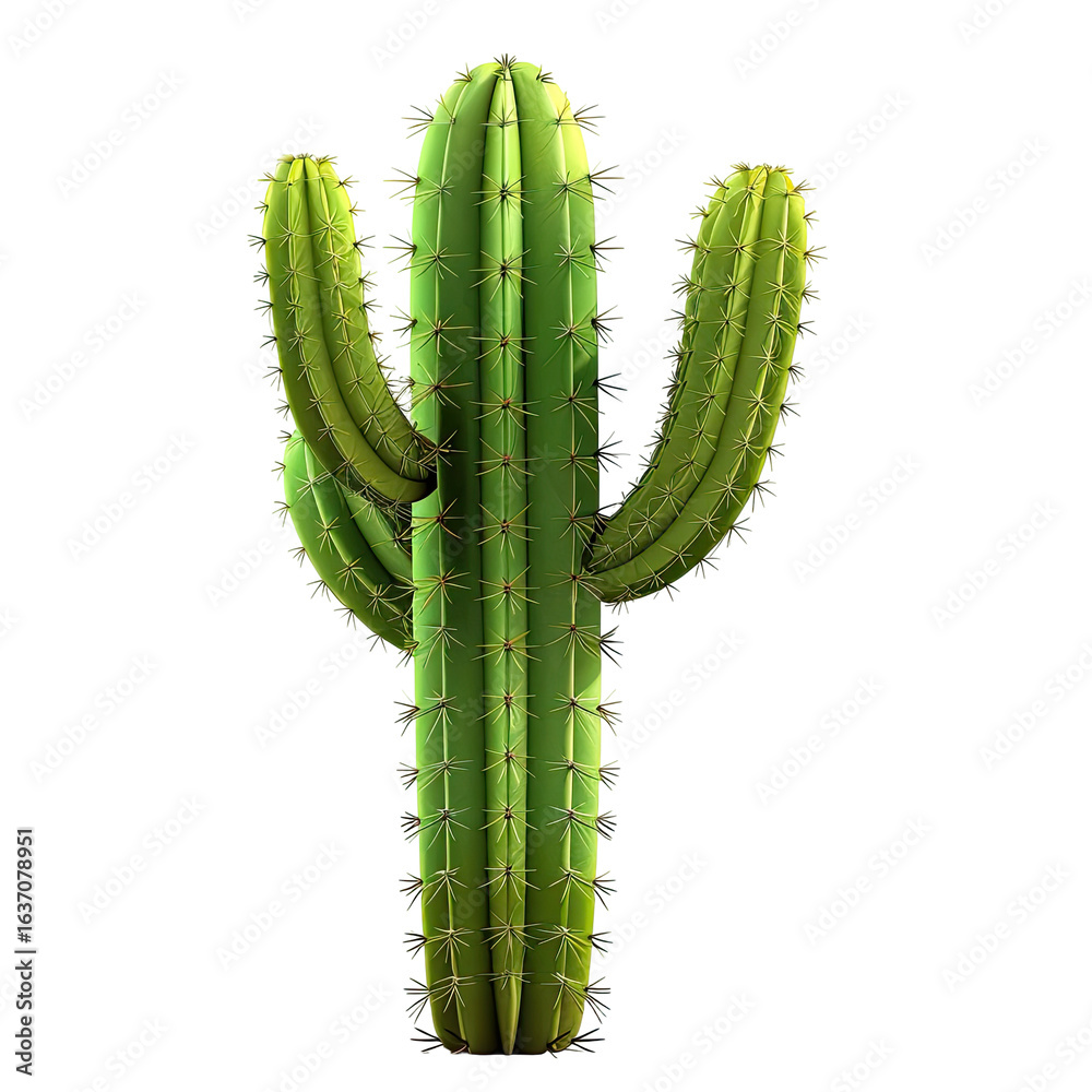 Naklejka premium Detailed, upright cactus with prominent ribs and spines