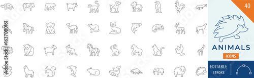 Animals icon collection set. Editable stroke.