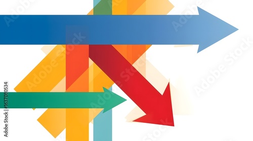 Free Download Colorful abstract graphic with intersecting arrows in blue, red, green, yellow, and orange pointing in multiple directions on a clean white background, symbolizing strategy and direction

 - GFXLoad