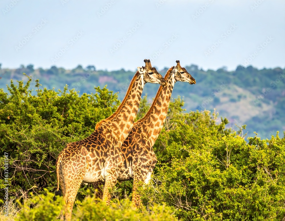 Fototapeta premium Two giraffes in a savanna