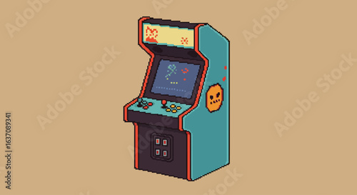 Retro Pixel Art Arcade Machine Vector Illustration
