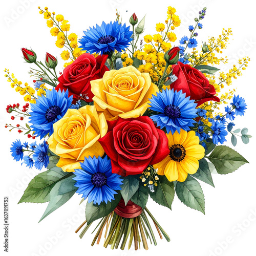 watercolor daisy wedding bouquet illustration isolated png