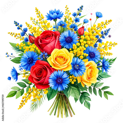 watercolor daisy wedding bouquet illustration isolated png