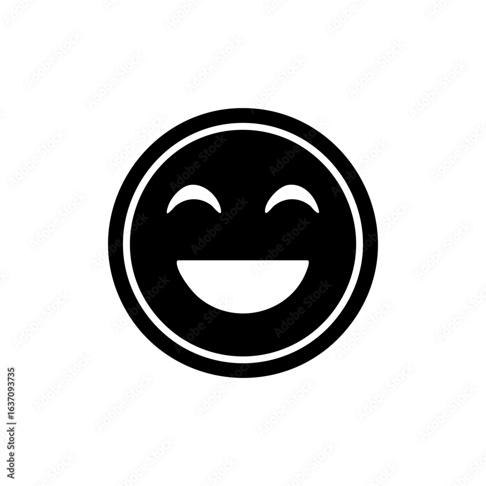 Happy emoji icon with clean, bold lines, ideal for user interface, stickers, and modern graphic projects Happy emoji icon with clean, bold lines, ideal for user interface, stickers, and modern graphic projects
