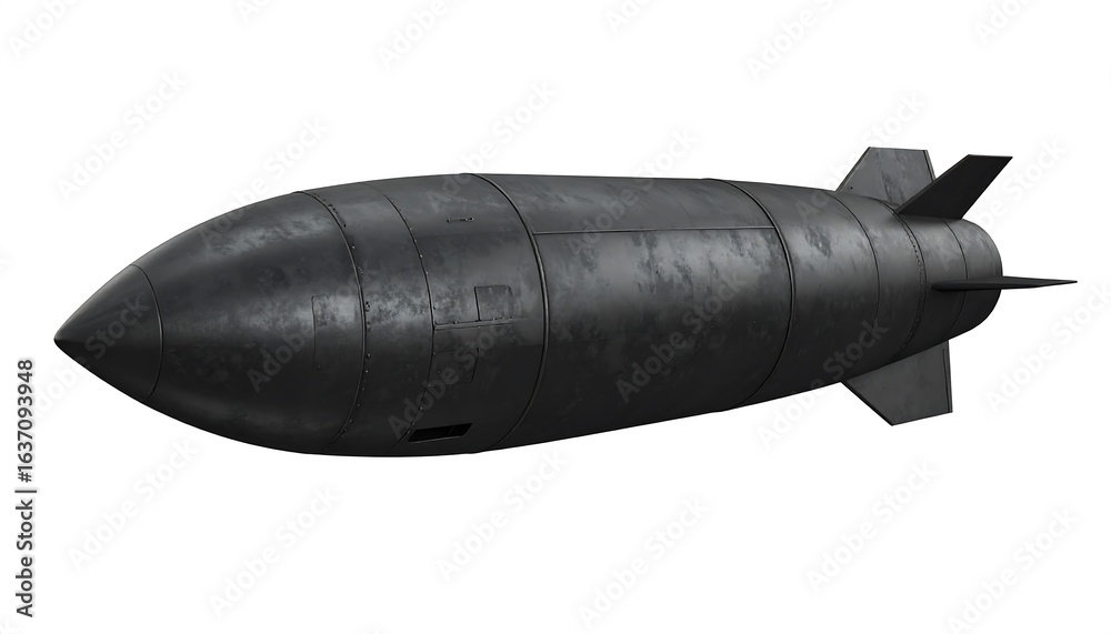 Obraz premium Dark missile, rusty exterior, isolated