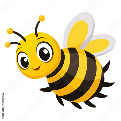 vector illustration of bee, flying, cartoon