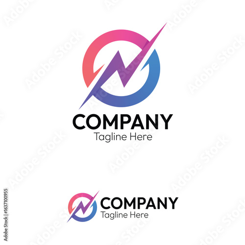 A modern and energetic vector logo of a lightning bolt inside a circle, ideal for power and speed brands