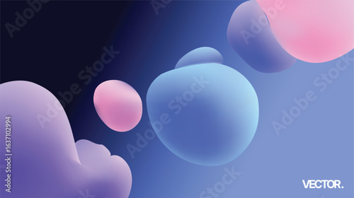 Abstract Bubbles against a Gradient Background featuring Soft Pastel Color Shades and Tones
