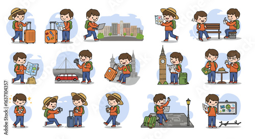 Vector set of office worker in multiple poses and emotions, ideal for business, productivity, HR, and corporate content in presentations, websites, and infographics