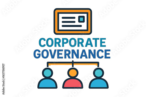 Corporate governance concept with connected people and document corporate governance chart