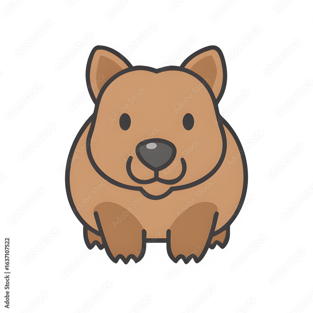 Fototapeta premium Wombat Icon – Minimal Vector Silhouette of a Stocky Marsupial, Flat Design for Wildlife Logos, Australian Fauna Graphics, and Nature Illustrations, Isolated on White