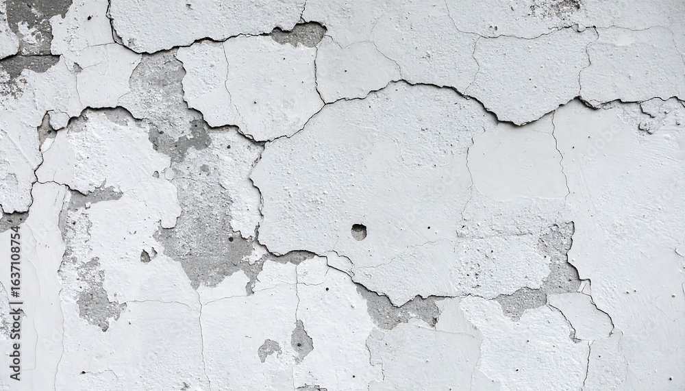 Obraz premium Cracked, weathered white wall