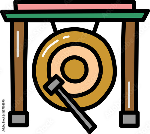 Gong chinese culture line icon