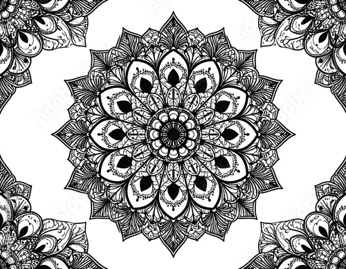 Intricate black and white mandala pattern