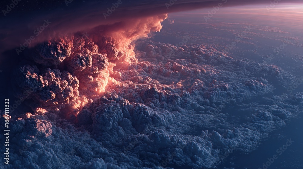 Fototapeta premium Dramatic cloudscape with sunlight creating an atmospheric and stunning landscape