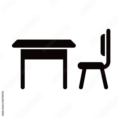 silhouette image of chairs and tables with transparent background
