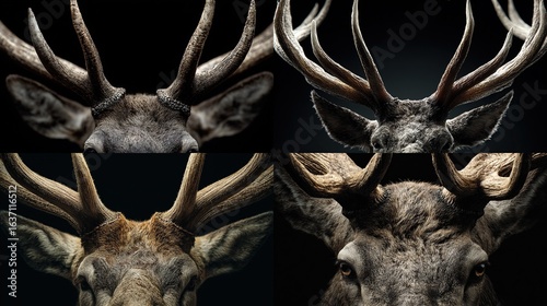 Fototapeta Naklejka Na Ścianę i Meble -  Deer Antlers Close-up in Wilderness Habitat, Wildlife Observation & Natural Photography