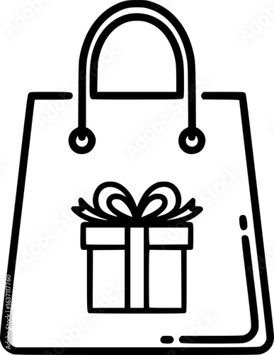 Souvenir shopping bag with gift outline icon vector
