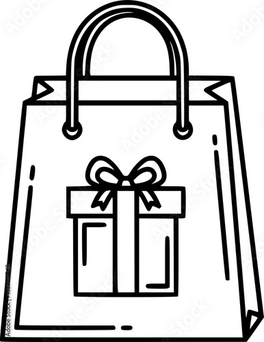 Souvenir shopping bag with gift outline icon vector
