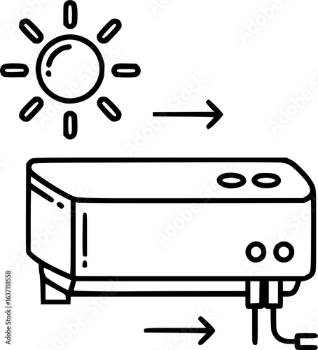 Solar inverter outline icon vector
