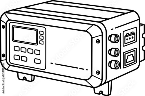 Solar inverter outline icon vector
