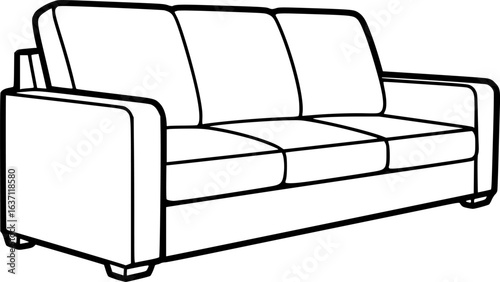 Three-seat sofa couch outline icon vector
