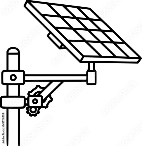 Solar tracking mount outline icon vector
