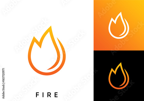 abstract drop fire logo design. flame line icon vector concept	
