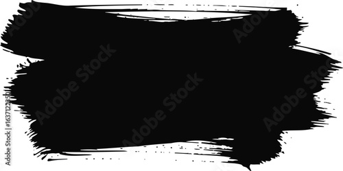 Grunge black paint brush stroke, hand drawn ink texture on white background, distressed artistic smear for graphic design, vector EPS element