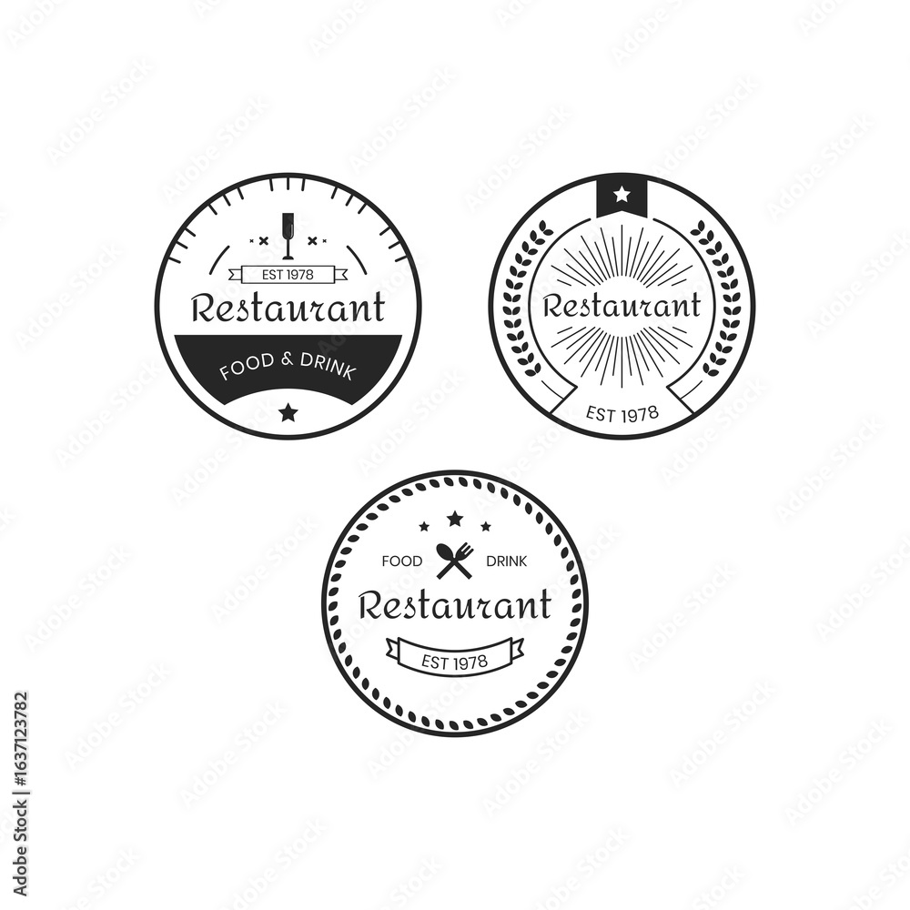Obraz premium restaurant logo with artistic line frame