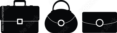 Vector art of collection of various bag silhouettes isolated on white background for fashion