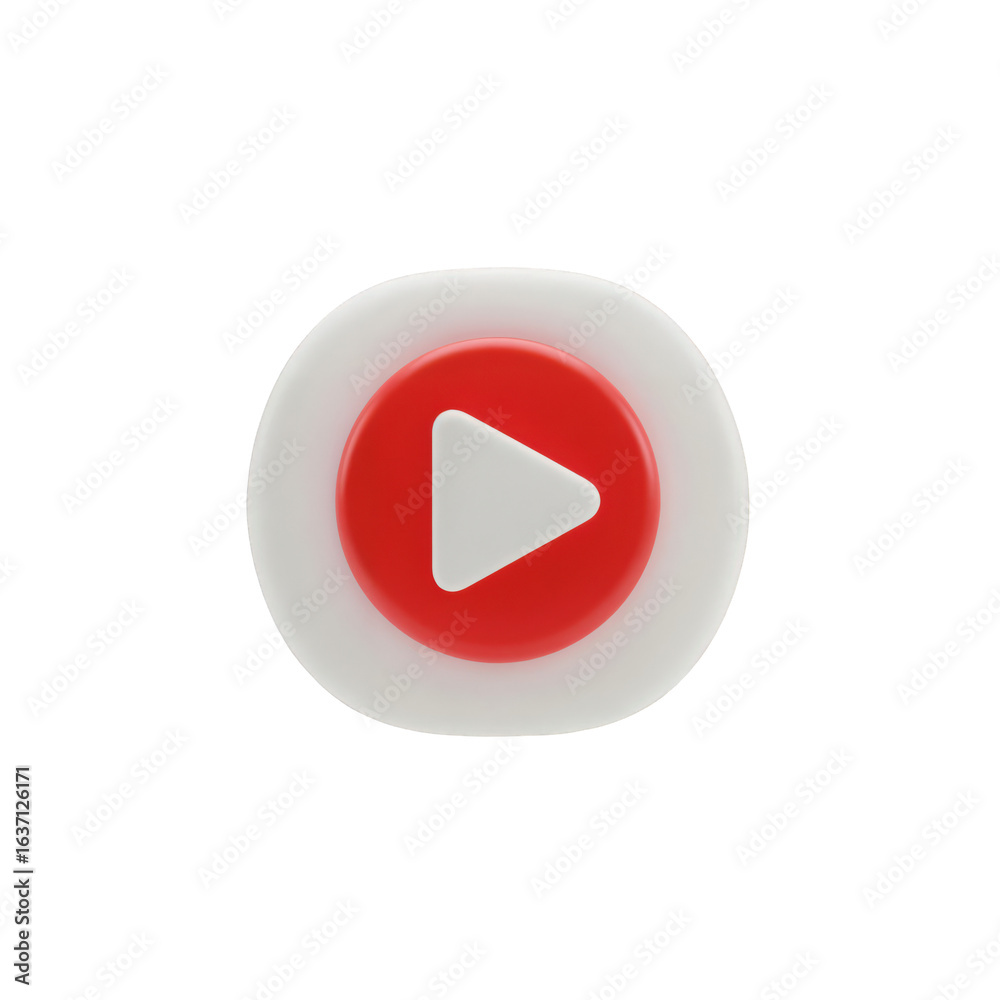 Play Button 3D Icon. A modern minimalist render of a multimedia symbol for video, music, and streaming, isolated on a transparent background. Play Button 3D Icon. A modern minimalist render of a multimedia symbol for video, music, and streaming, isolated on a transparent background.