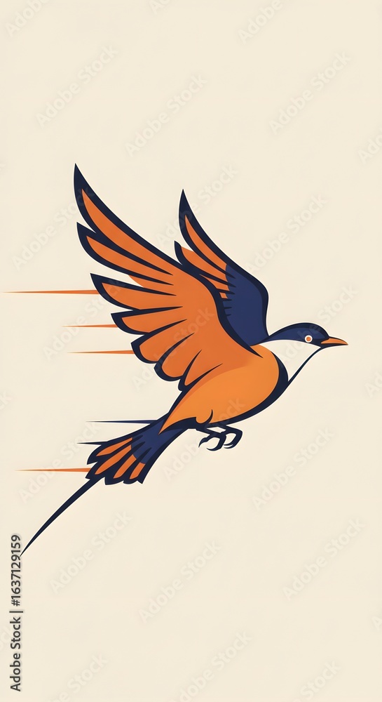 Fototapeta premium A stylized illustration of a bird in flight.