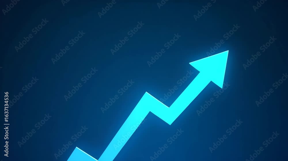 Blue Business Arrow and Stock Market Graph: Iconic Symbol of Financial Growth and Success on Economic Chart - Trending Upwards with Space for Customization Blue Business Arrow and Stock Market Graph: Iconic Symbol of Financial Growth and Success on Economic Chart - Trending Upwards with Space for Customization