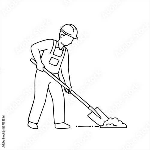 Simple outline of workers digging sand with shawl