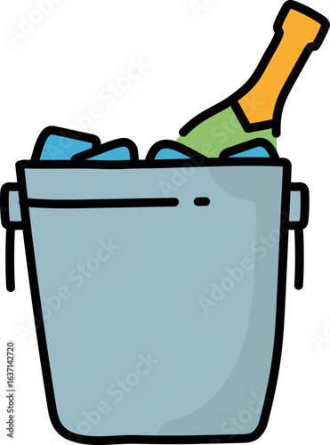 Champagne ice bucket line icon