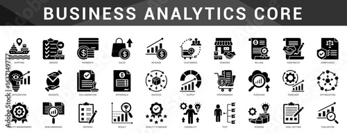 A powerful bundle of icons to visualize data insights, track KPIs, and monitor performance through business analytics tools.