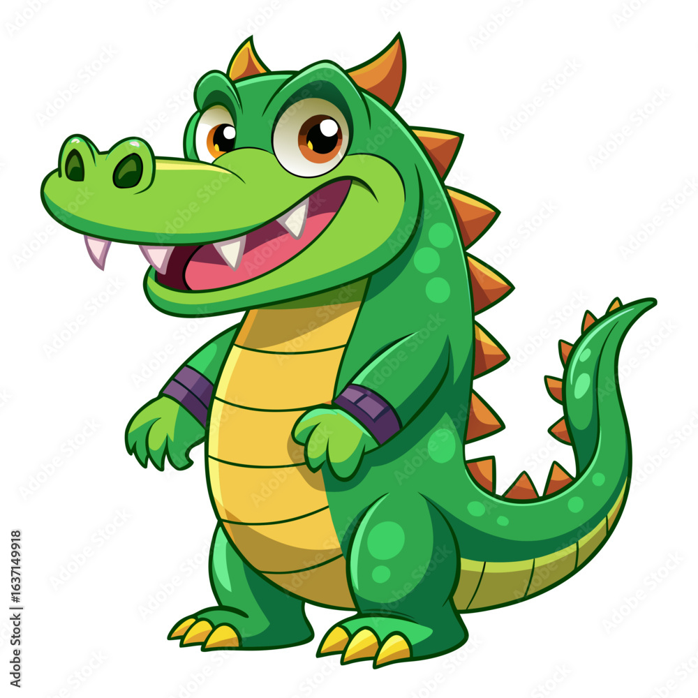 Naklejka premium vector illustration of crocodile, mouth open, cartoon