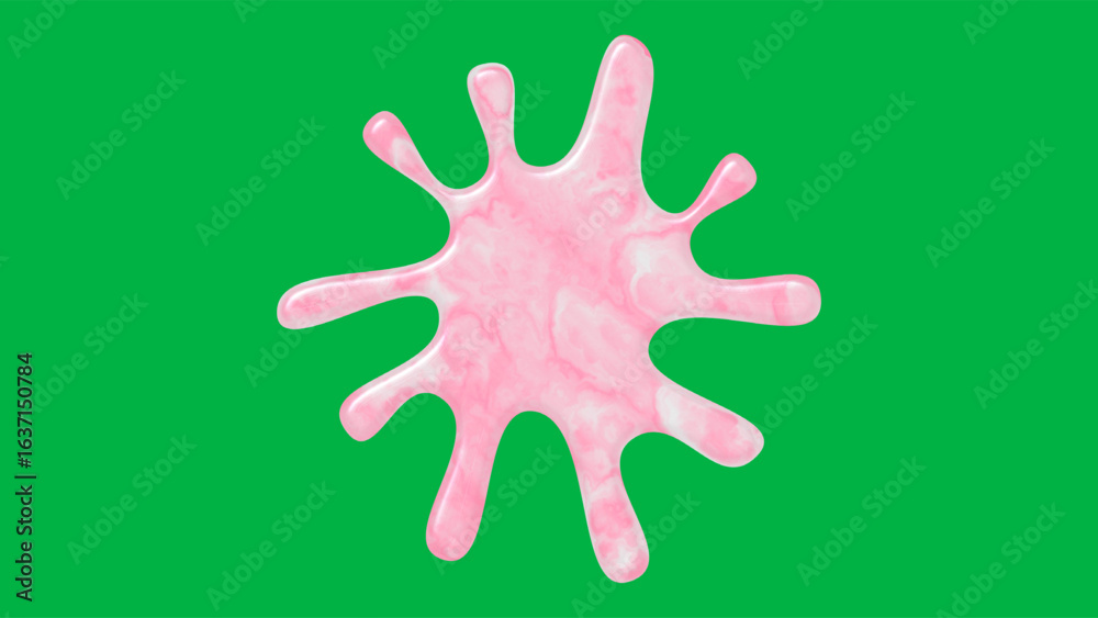 Obraz premium Marbled Pink Glossy Blob Shape Decoration on Green Background Illustration
