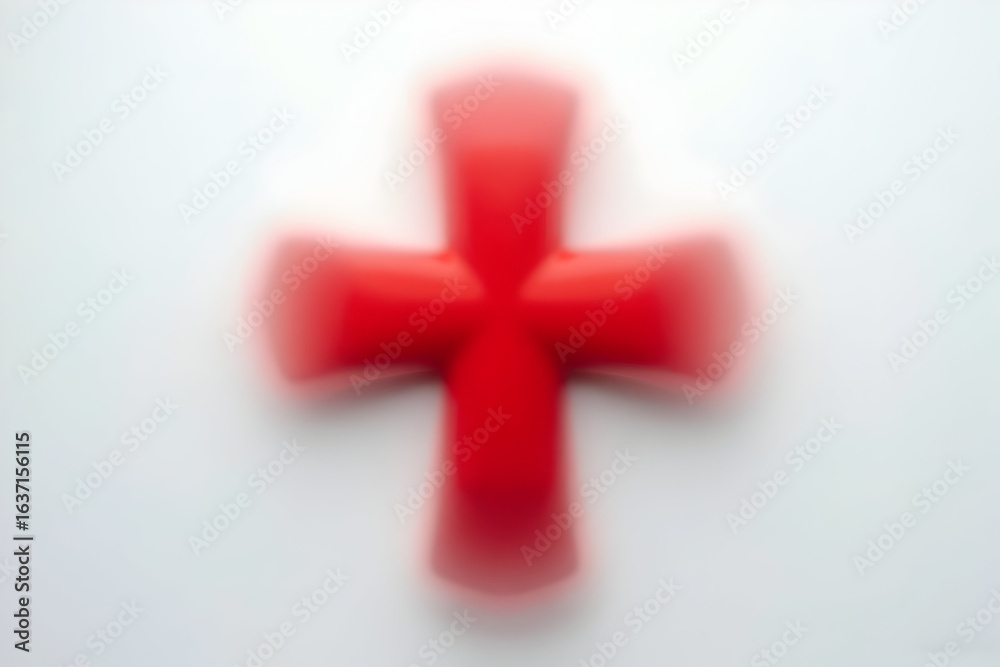 Obraz premium Abstract Red Cross Shape on White Background with Motion Blur