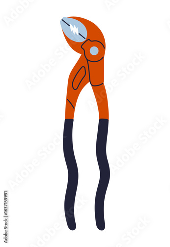 Pipe wrench vector illustration. Builder and plumber repair tool sign professional construction tool repair stylized vector. Simple icon bath pipe wrench pliers design isolated element