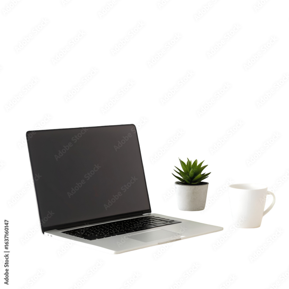 Fototapeta premium laptop and coffee cup