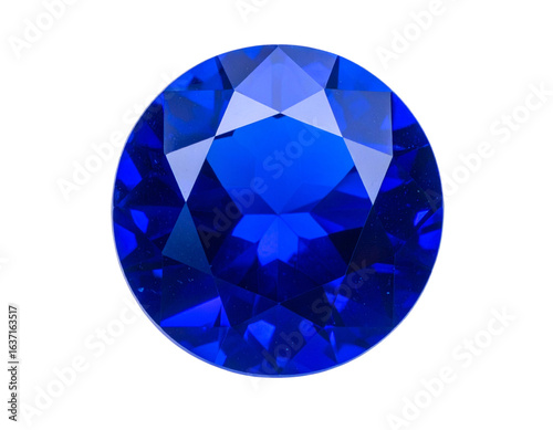 Brilliant Blue Sapphire PNG (Round Faceted Cut)