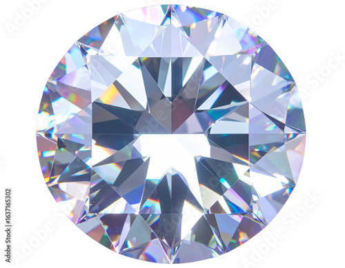  Realistic Round Brilliant Diamond PNG (Top View Sparkle)
